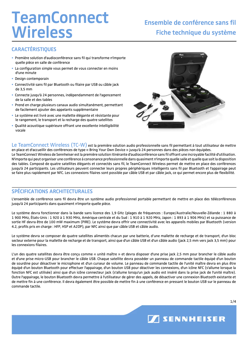 Imagen de la primera página del manual del dispositivo TeamConnect Wireless Set Case