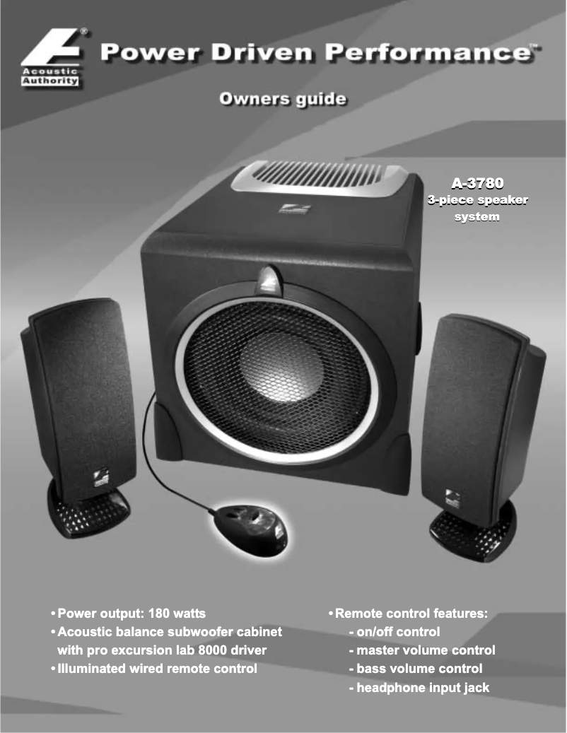 Página nº 1 - Manual de usuario Cyber Acoustics A-3780