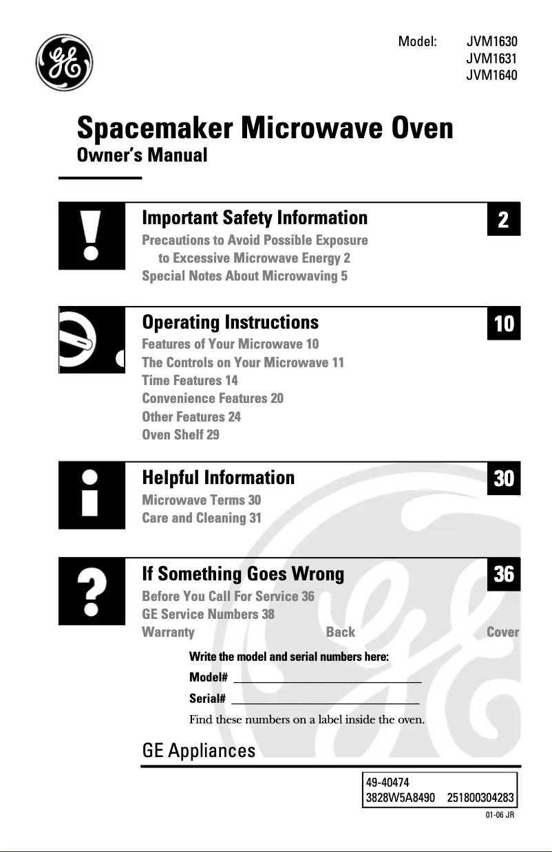 Imagen de la primera página del manual del dispositivo JVM1630CJ