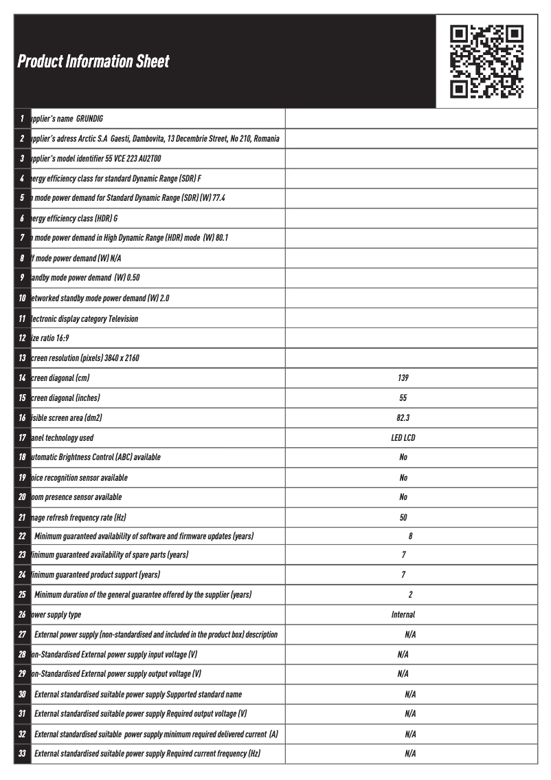Imagen de la primera página del manual del dispositivo 55 VCE 223