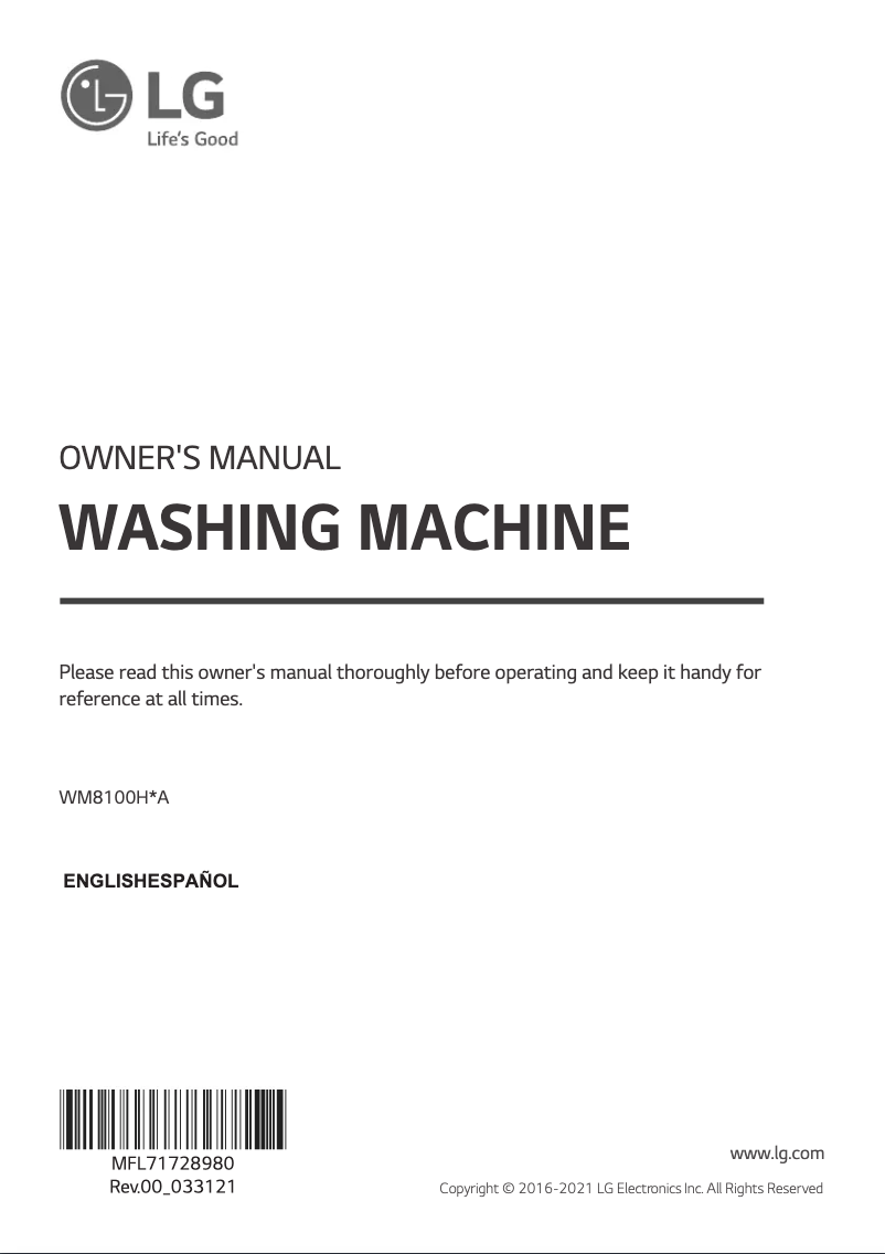 Imagen de la primera página del manual del dispositivo WM8100HVA