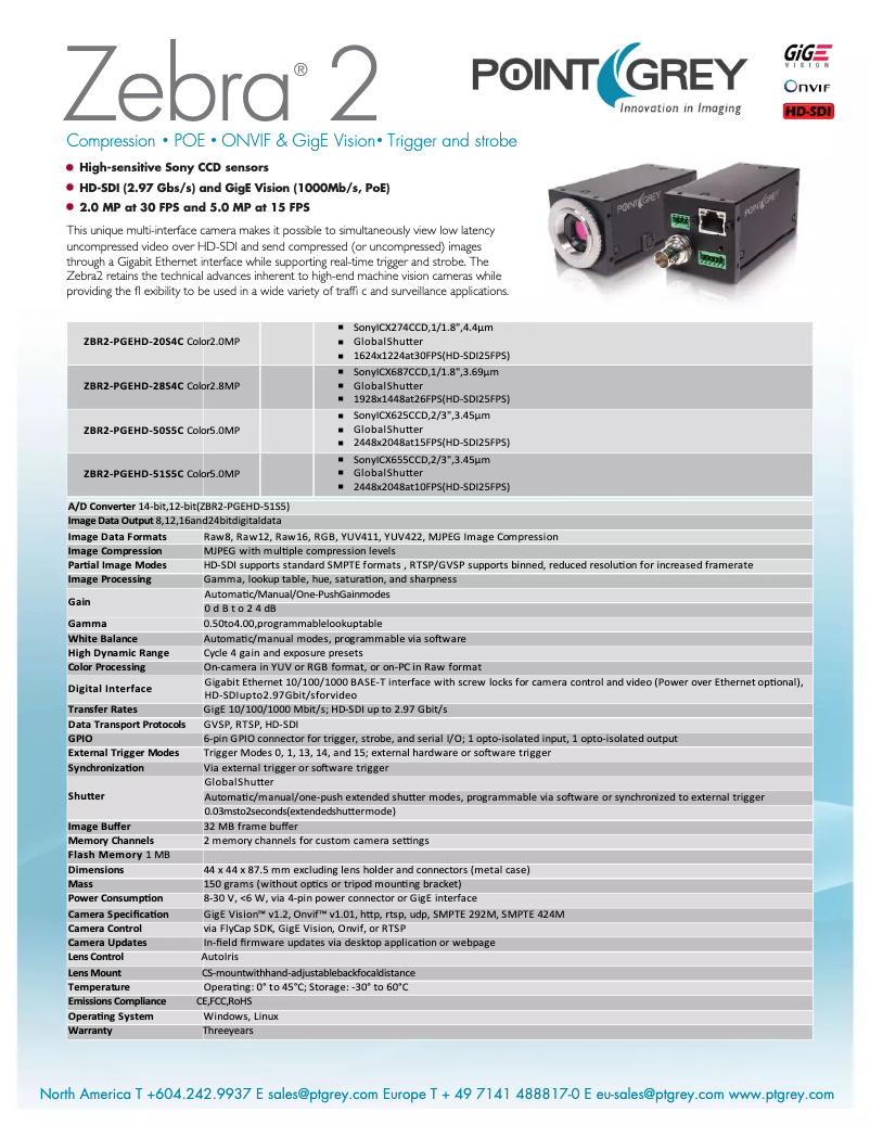 Página nº 1 - Ficha técnica FLIR Zebra2