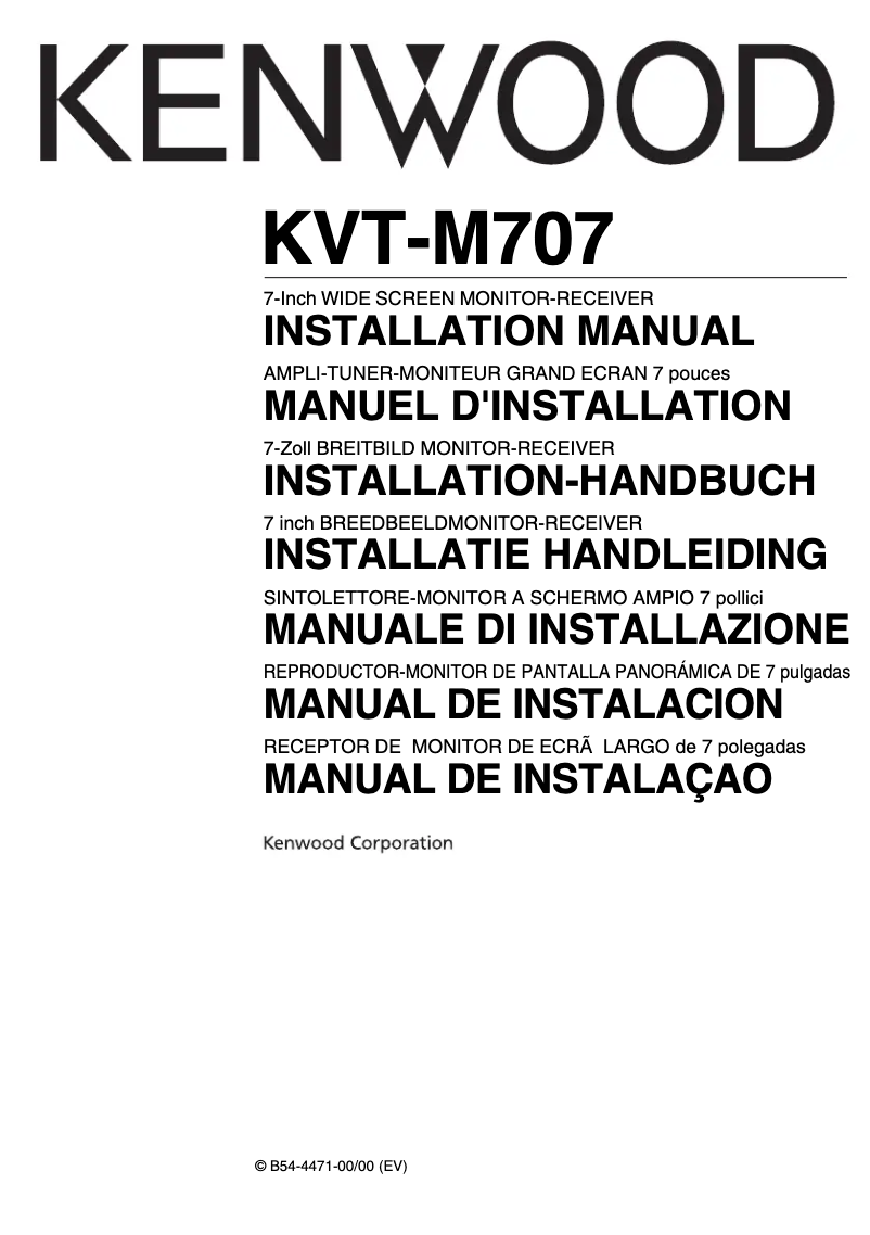 Imagen de la primera página del manual del dispositivo KVT-M707