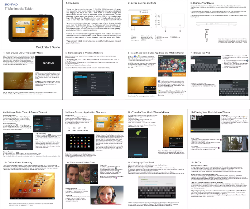 Imagen de la primera página del manual del dispositivo Skypad 712