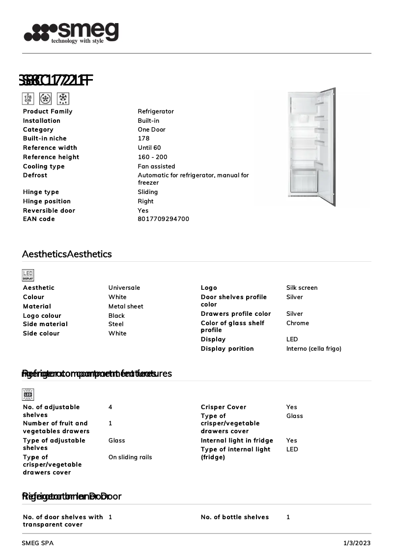 Página 1 del manual Folleto Smeg S8C1721F