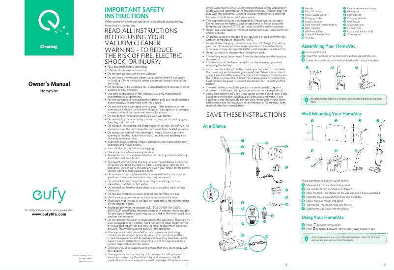 Imagen de la primera página del manual del dispositivo HomeVac