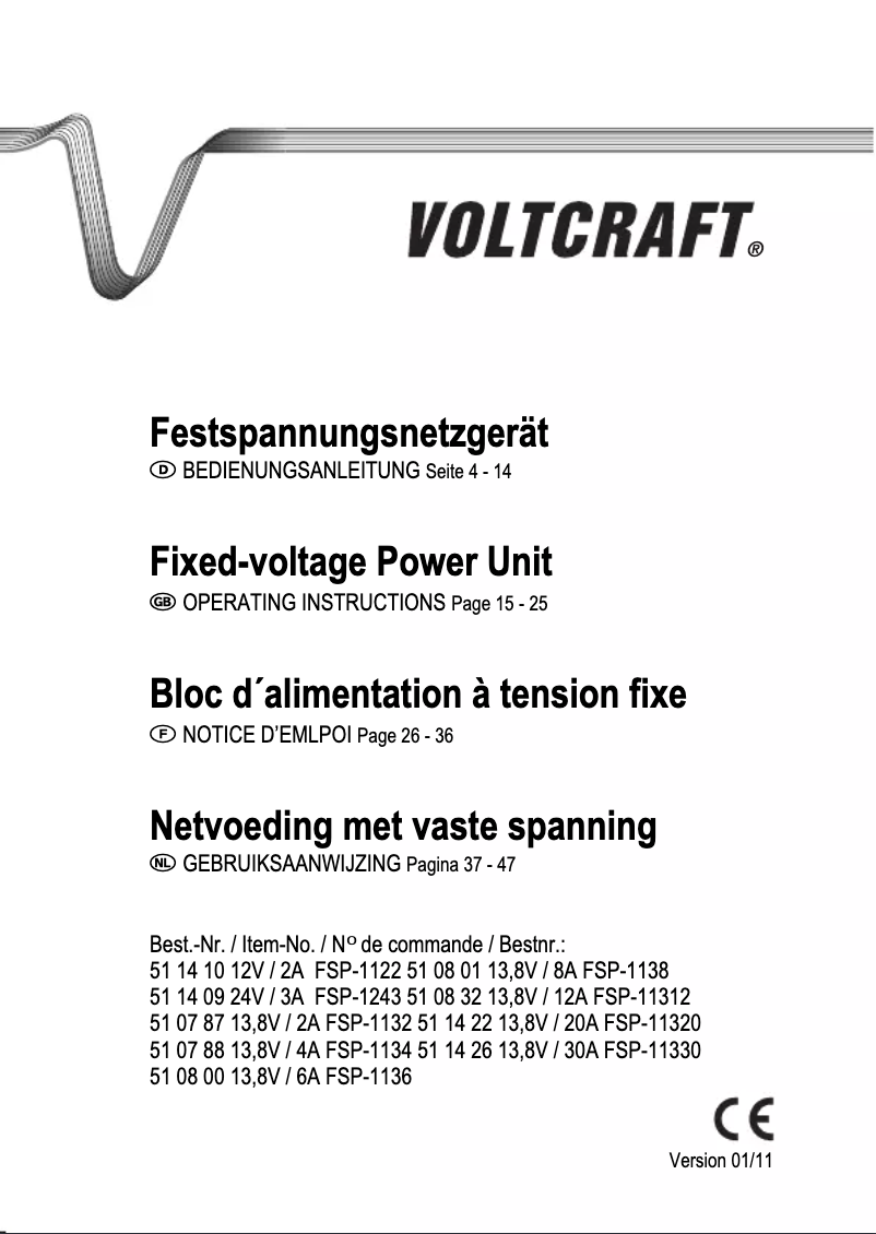 Página 1 del manual Manual de usuario Voltcraft FSP-1134