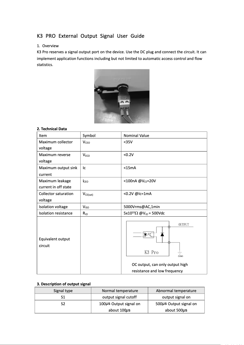 Imagen de la primera página del manual del dispositivo K3 Pro