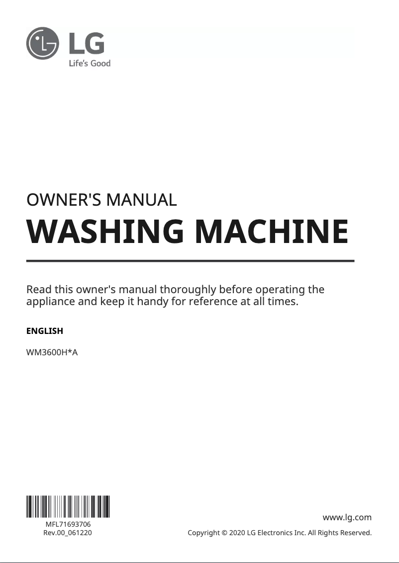 Imagen de la primera página del manual del dispositivo WM3600HVA