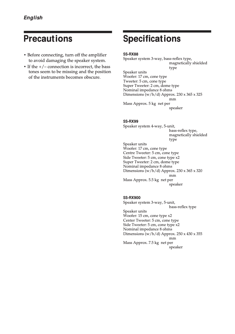 Imagen de la primera página del manual del dispositivo SS-RX900