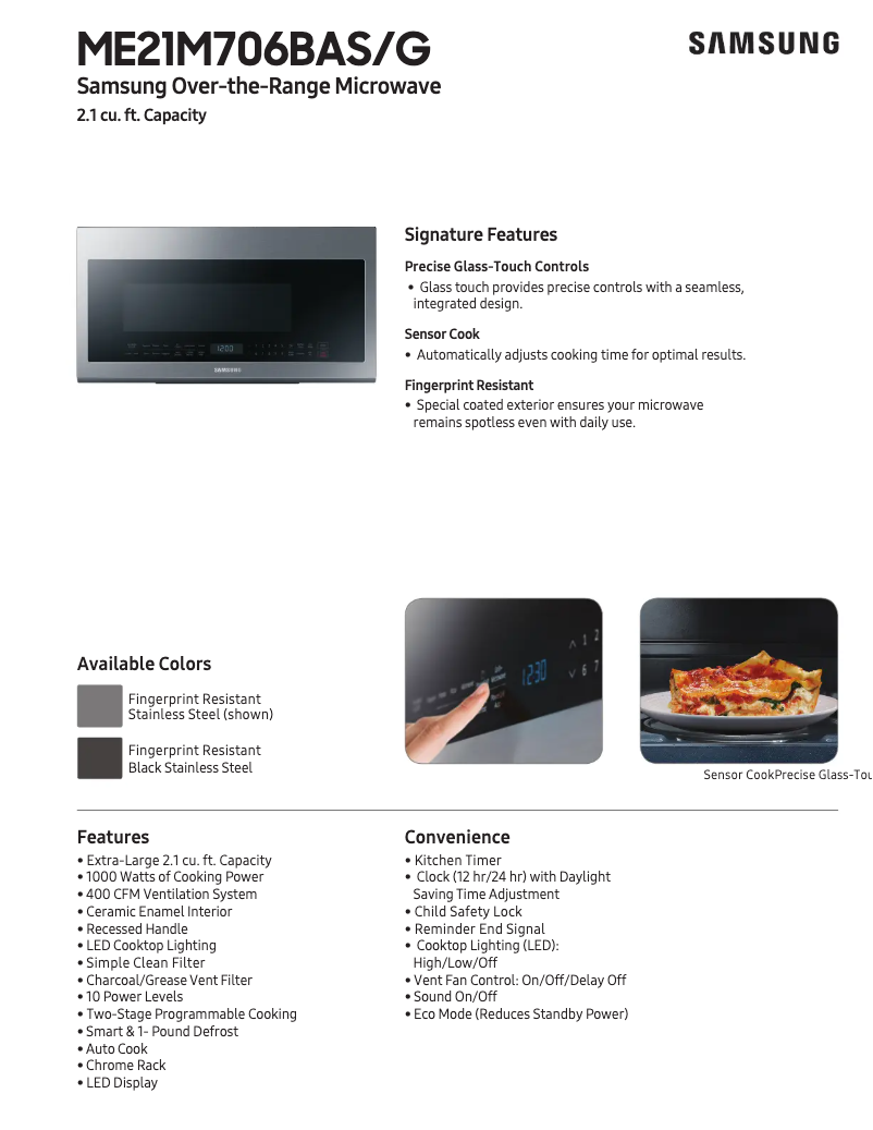 Imagen de la primera página del manual del dispositivo ME21M706BAS