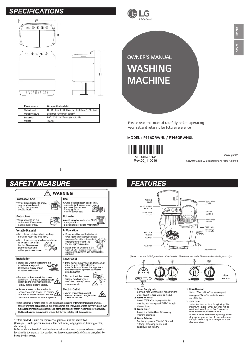Imagen de la primera página del manual del dispositivo P1460RWN0L