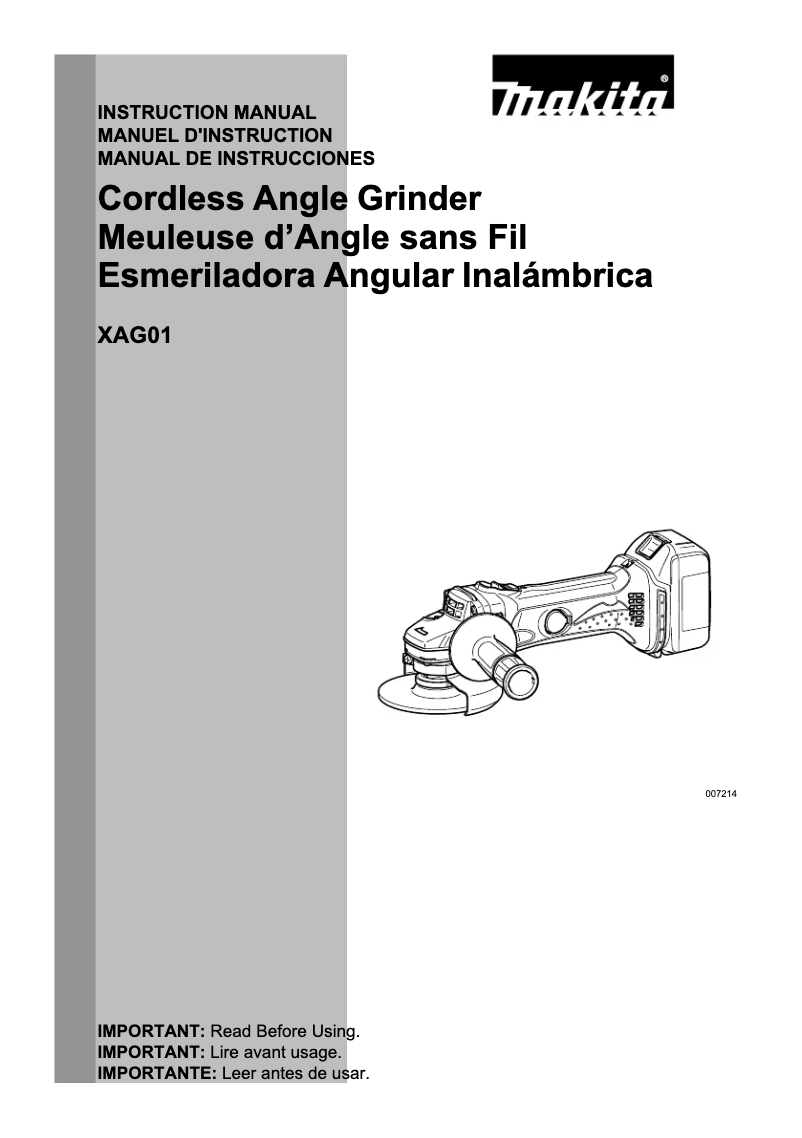 Página 1 del manual Manual de usuario Makita XAG01Z