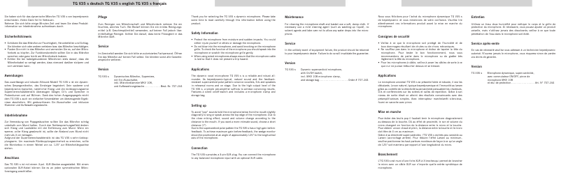 Imagen de la primera página del manual del dispositivo TG V35 s