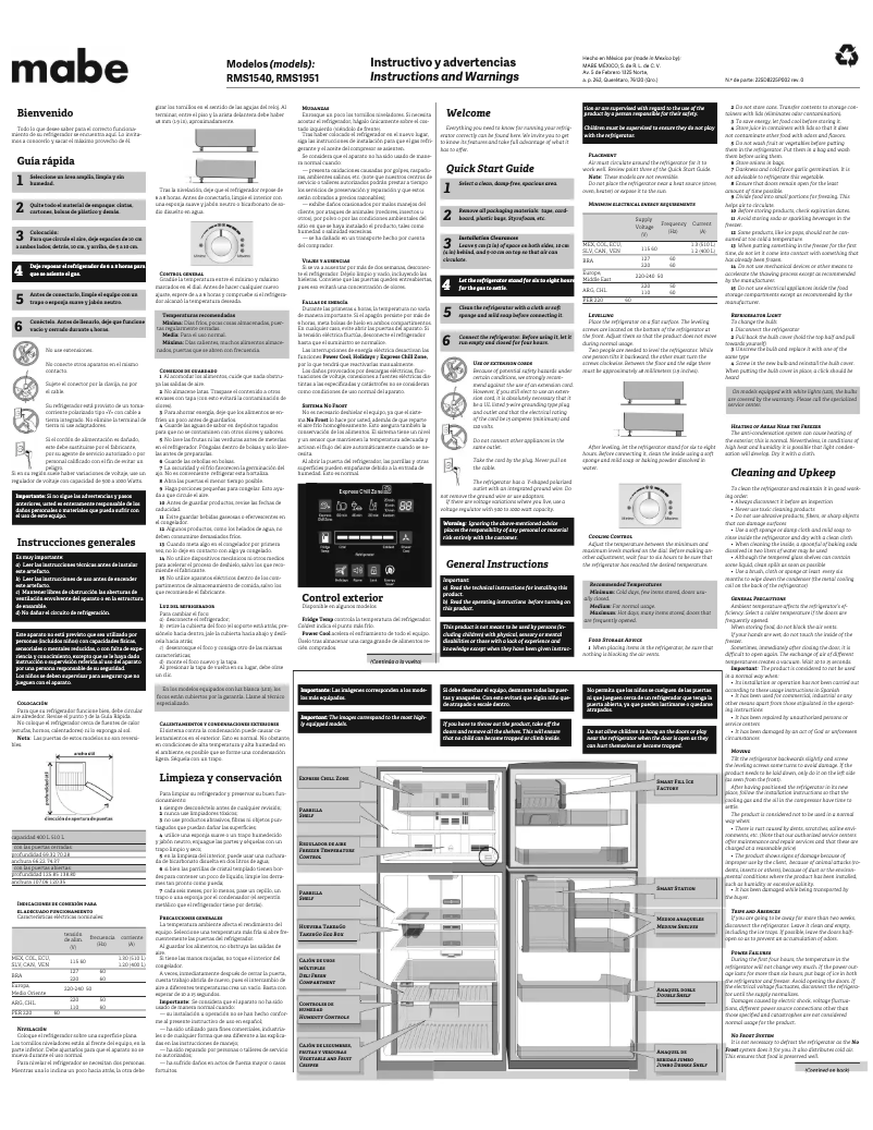 Imagen de la primera página del manual del dispositivo RMS510IAMRE0
