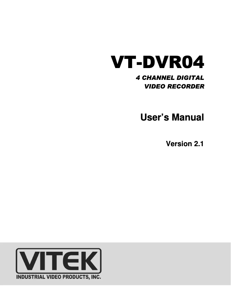 Imagen de la primera página del manual del dispositivo VT-DVR04