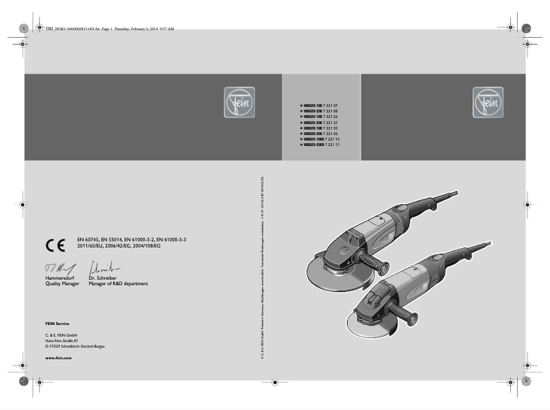 Página 1 del manual Manual de usuario Fein WSG 25-230