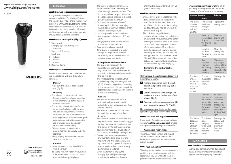 Imagen de la primera página del manual del dispositivo AquaTouch AT600