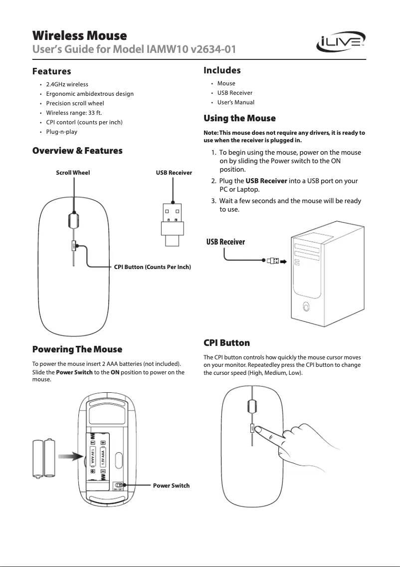 Página 1 del manual Manual de usuario iLive IAMW10
