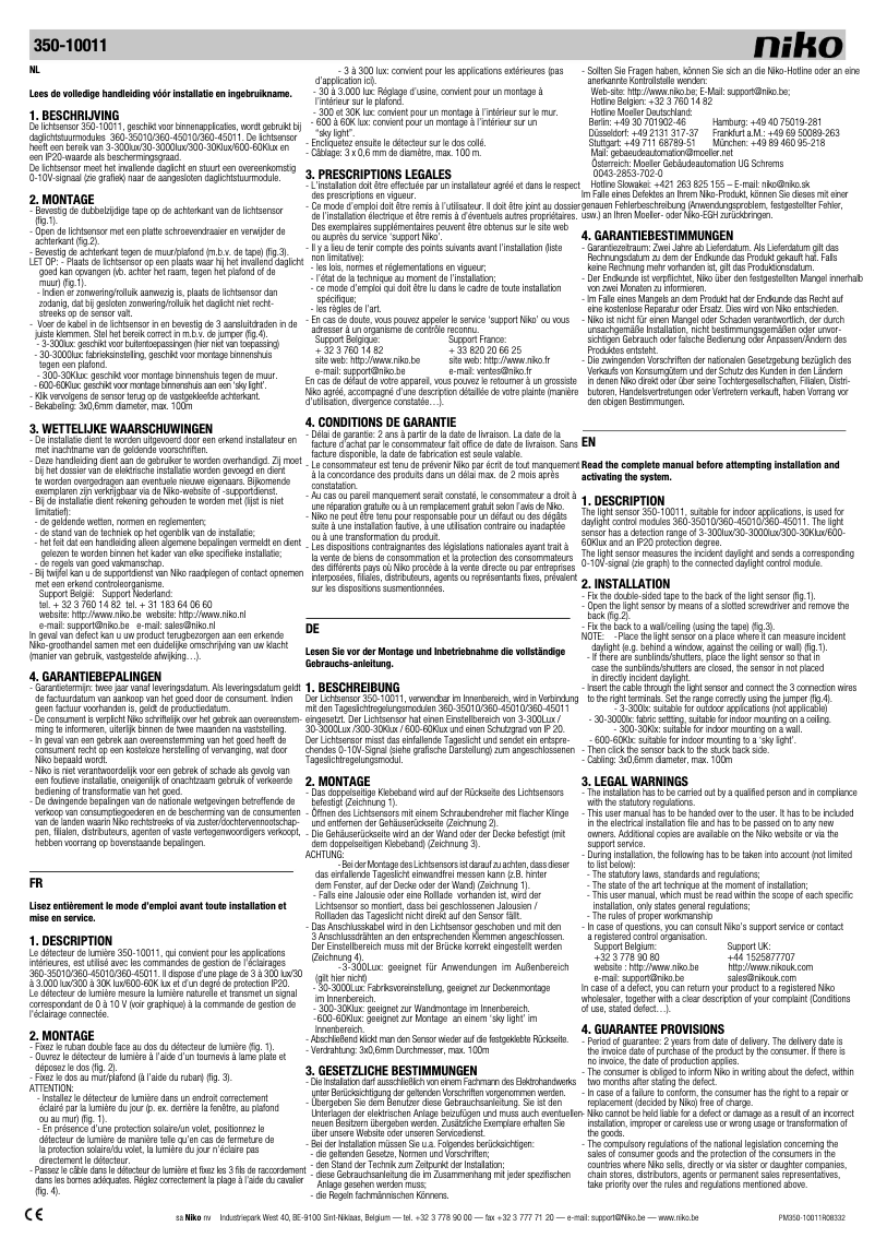 Página 1 del manual Manual de usuario Niko 350-10011