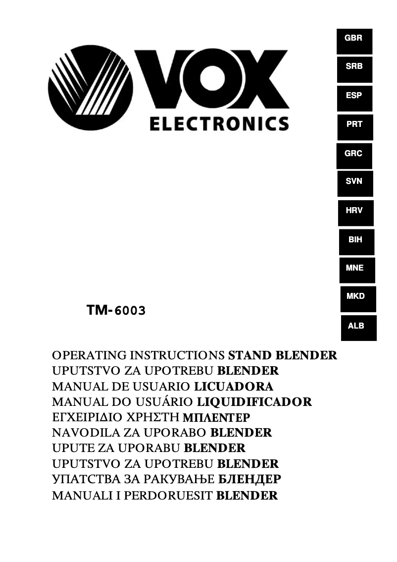 Imagen de la primera página del manual del dispositivo TM6003