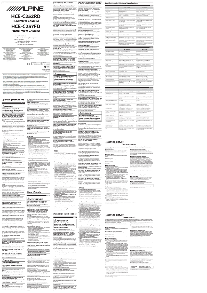 Página nº 1 - Manual de usuario Alpine HCE-C257FD