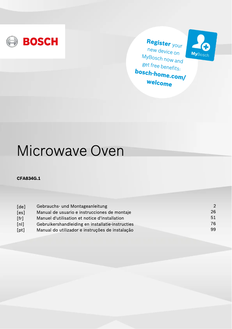 Página 1 del manual Guía de instalación Bosch CFA834GC1