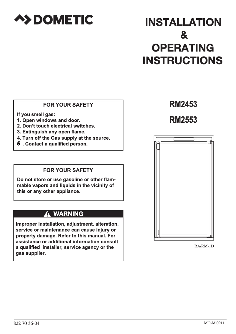 Página nº 1 - Manual de usuario Dometic RM2553