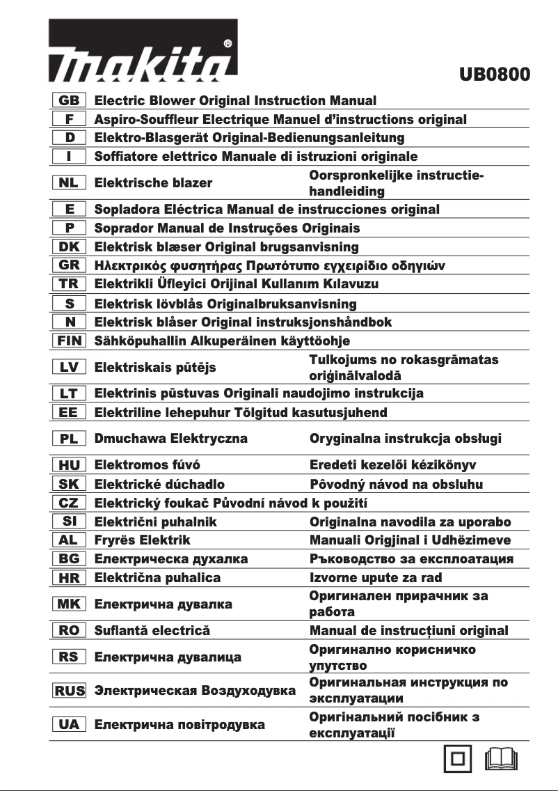 Página 1 del manual Manual de usuario Makita UB0800