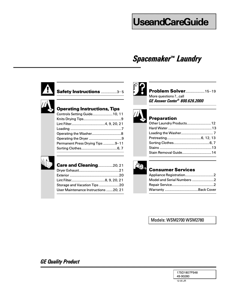 Imagen de la primera página del manual del dispositivo Spacemaker WSM2700WWW