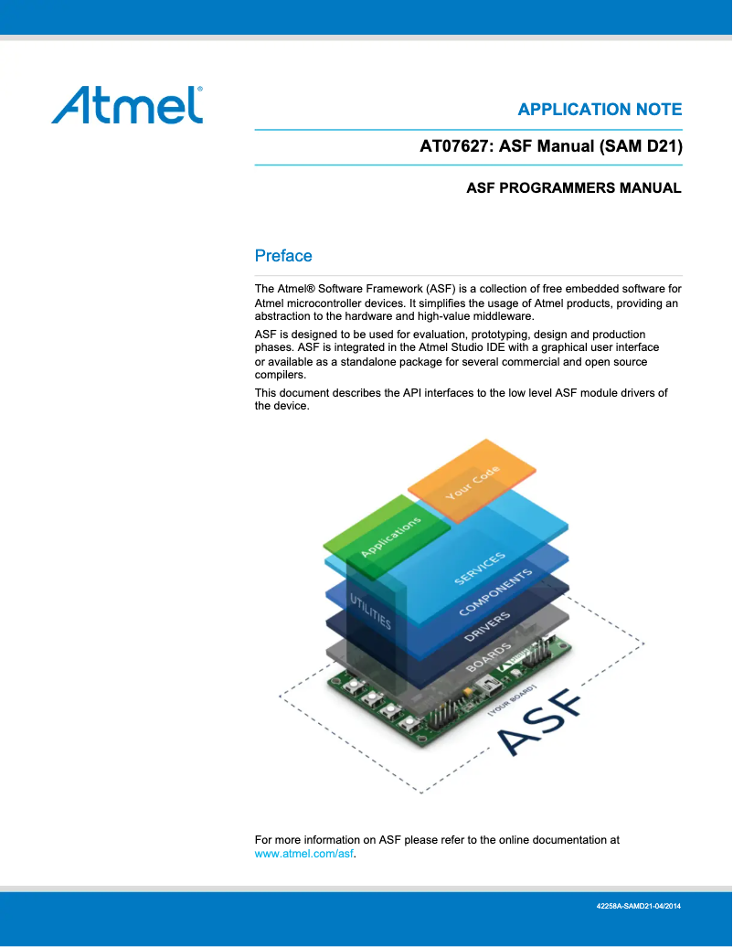 Imagen de la primera página del manual del dispositivo ATSAMD21E16