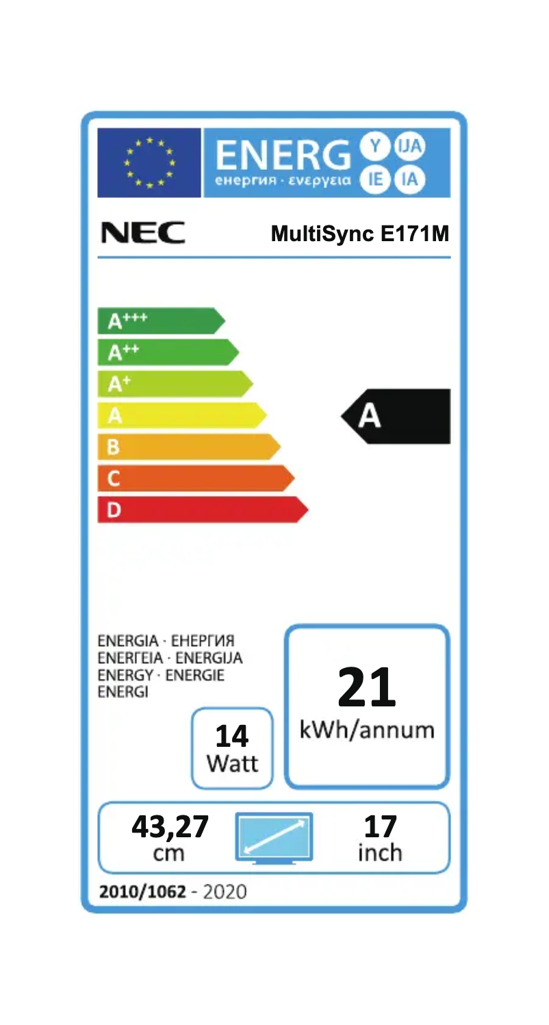 Imagen de la primera página del manual del dispositivo MultiSync E171M
