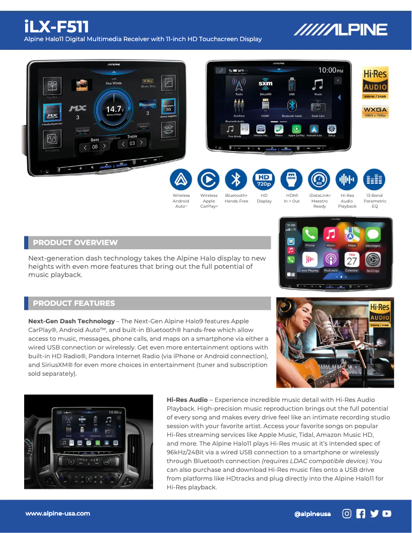 Imagen de la primera página del manual del dispositivo Halo11 iLX-F511