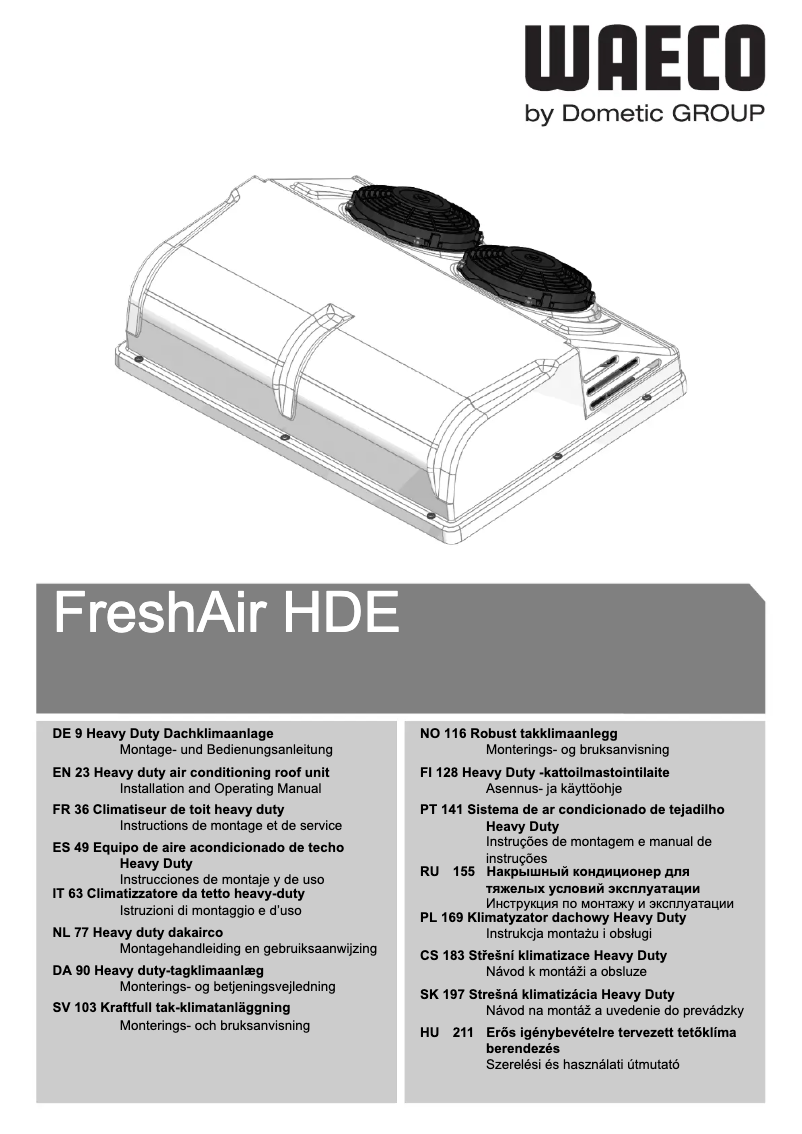 Página 1 del manual Manual de usuario Dometic FreshAir HDE