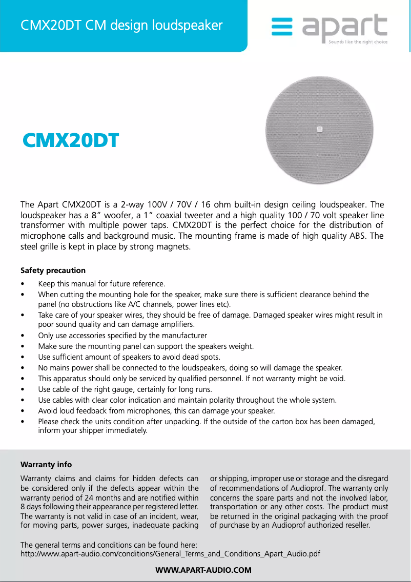 Página 1 del manual Manual de usuario APart CMX20DT