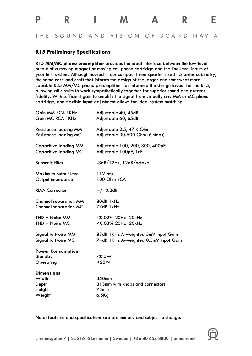 Página nº 1 - Ficha técnica Primare R15