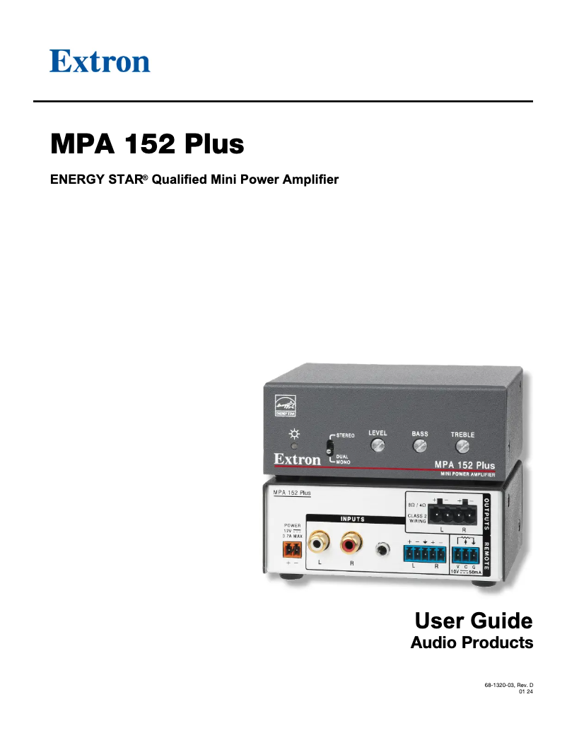 Página 1 del manual Manual de usuario Extron MPA 152 Plus