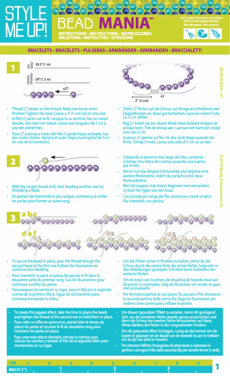 Imagen de la primera página del manual del dispositivo Bead Mania