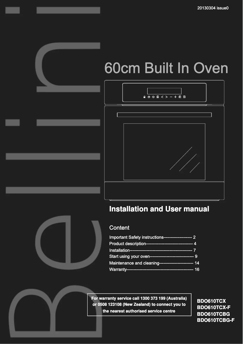 Página 1 del manual Manual de usuario Bellini BPD-160EG