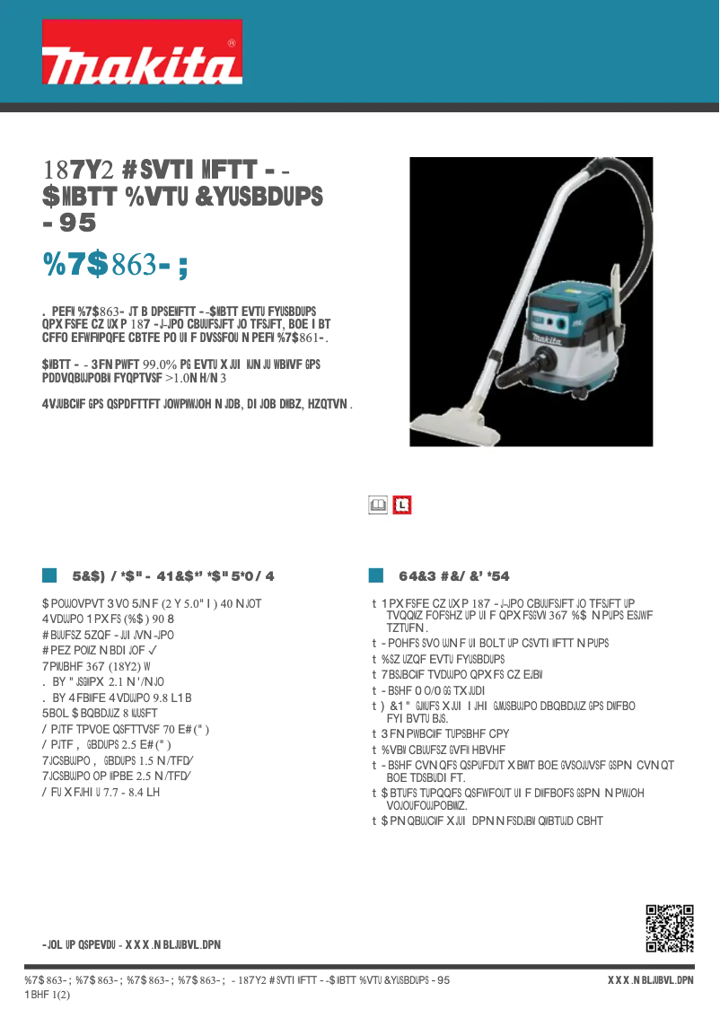 Página 1 del manual Ficha técnica Makita DVC863LZ