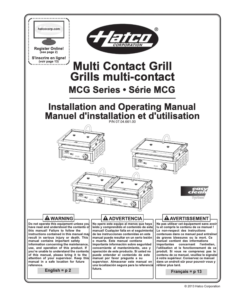 Página 1 del manual Manual de usuario Hatco MCG14G