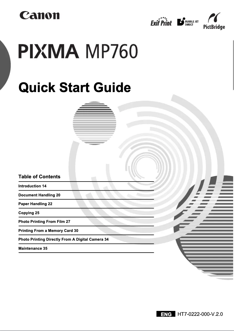Imagen de la primera página del manual del dispositivo Pixma MP760