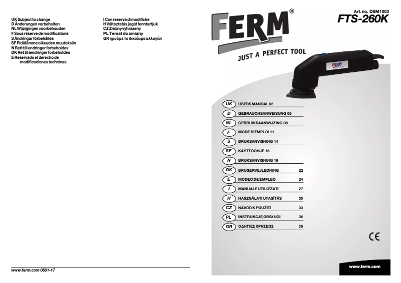 Página nº 1 - Manual de usuario Ferm FTS-260K