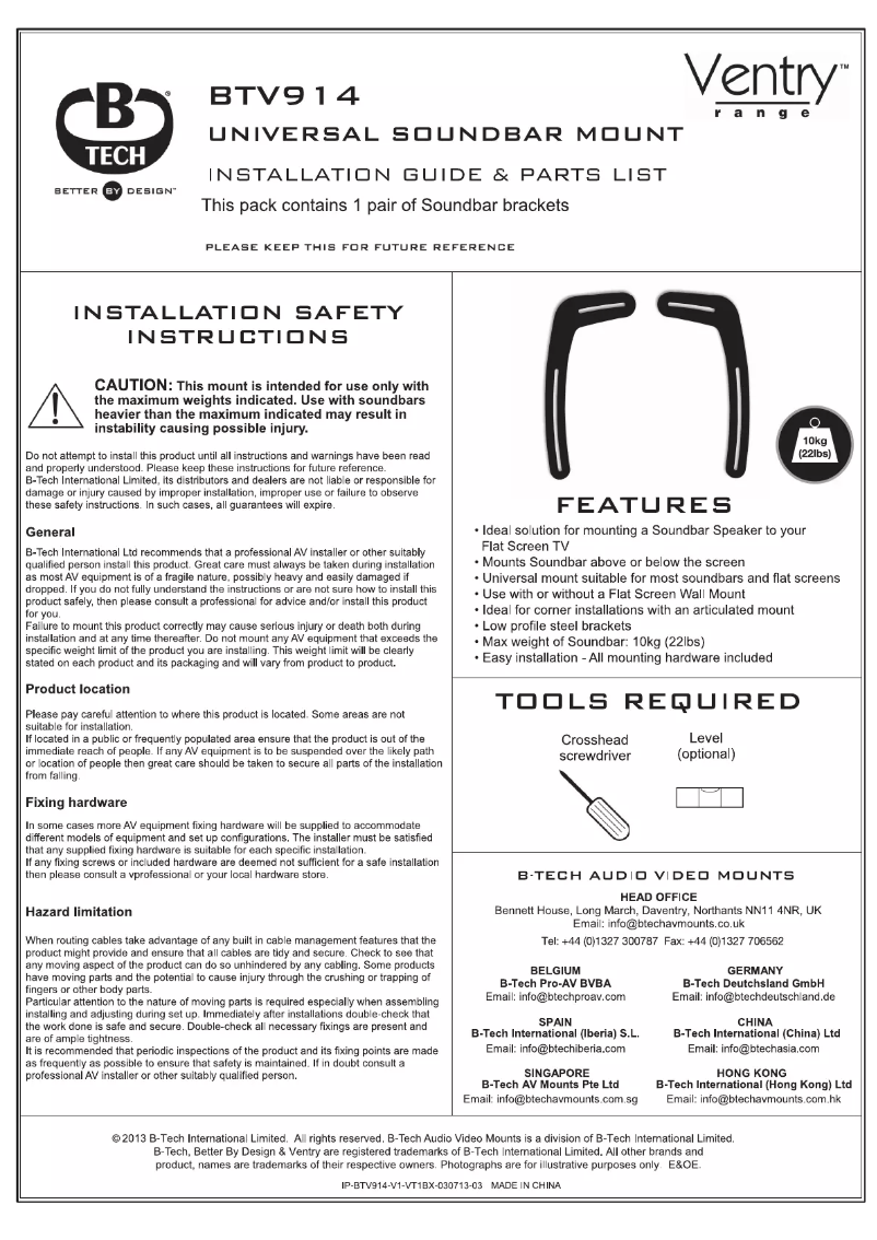 Página nº 1 - Manual de instrucciones B-Tech BTV914