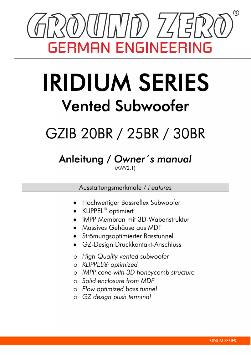 Página 1 del manual Manual de usuario Ground Zero GZIB 30BR