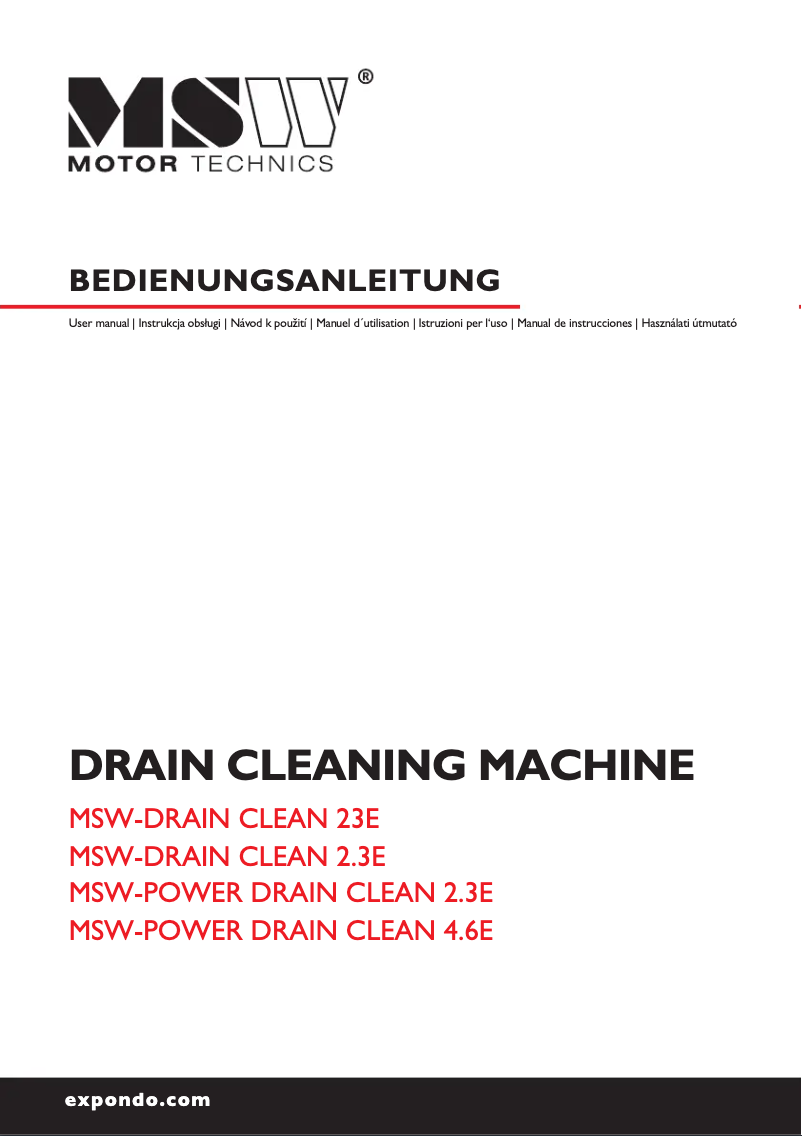 Imagen de la primera página del manual del dispositivo MSW-DRAIN CLEAN 23E
