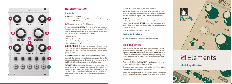 Imagen de la primera página del manual del dispositivo Elements