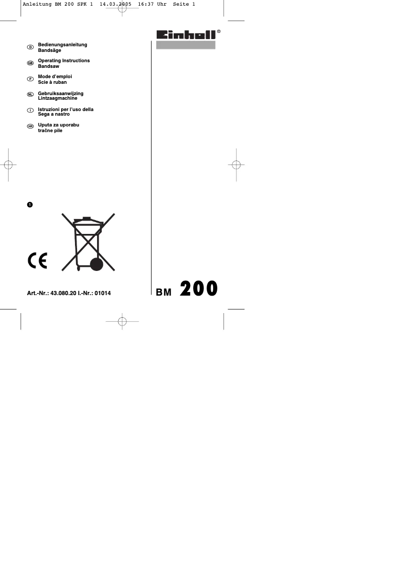 Imagen de la primera página del manual del dispositivo BM 200
