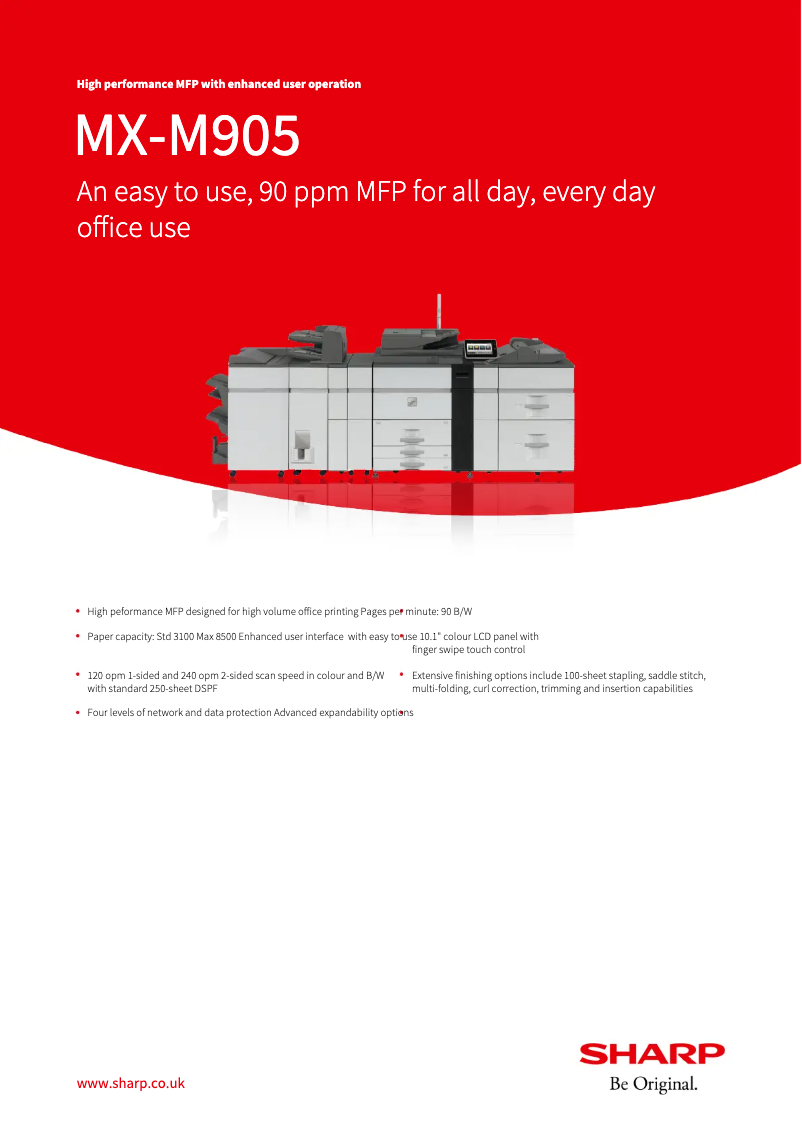 Imagen de la primera página del manual del dispositivo MX-M905