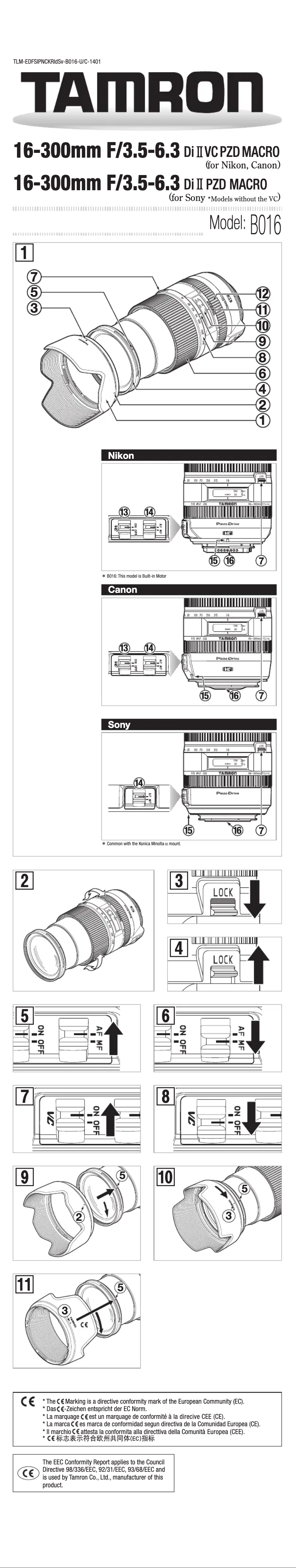 Página 1 del manual Manual de usuario Tamron 16-300mm F/3.5-6.3 Di II VC PZD MACRO